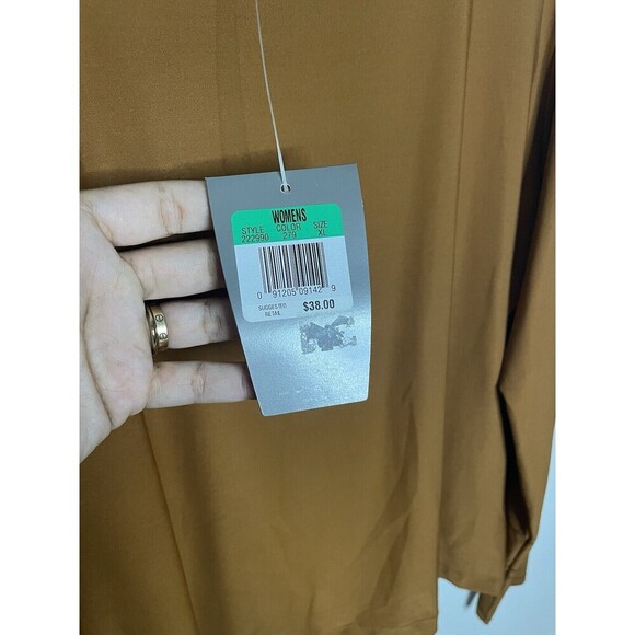 Vintage Y2K Center Swoosh Dri-Fit NWT Brown Athletic Sport Round Neck Long Shirt - Picture 7 of 11